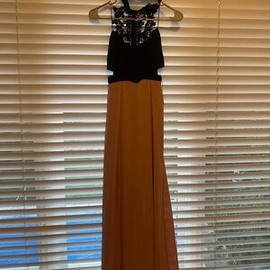 The Vintage Shop Black and Tan Maxi Dress